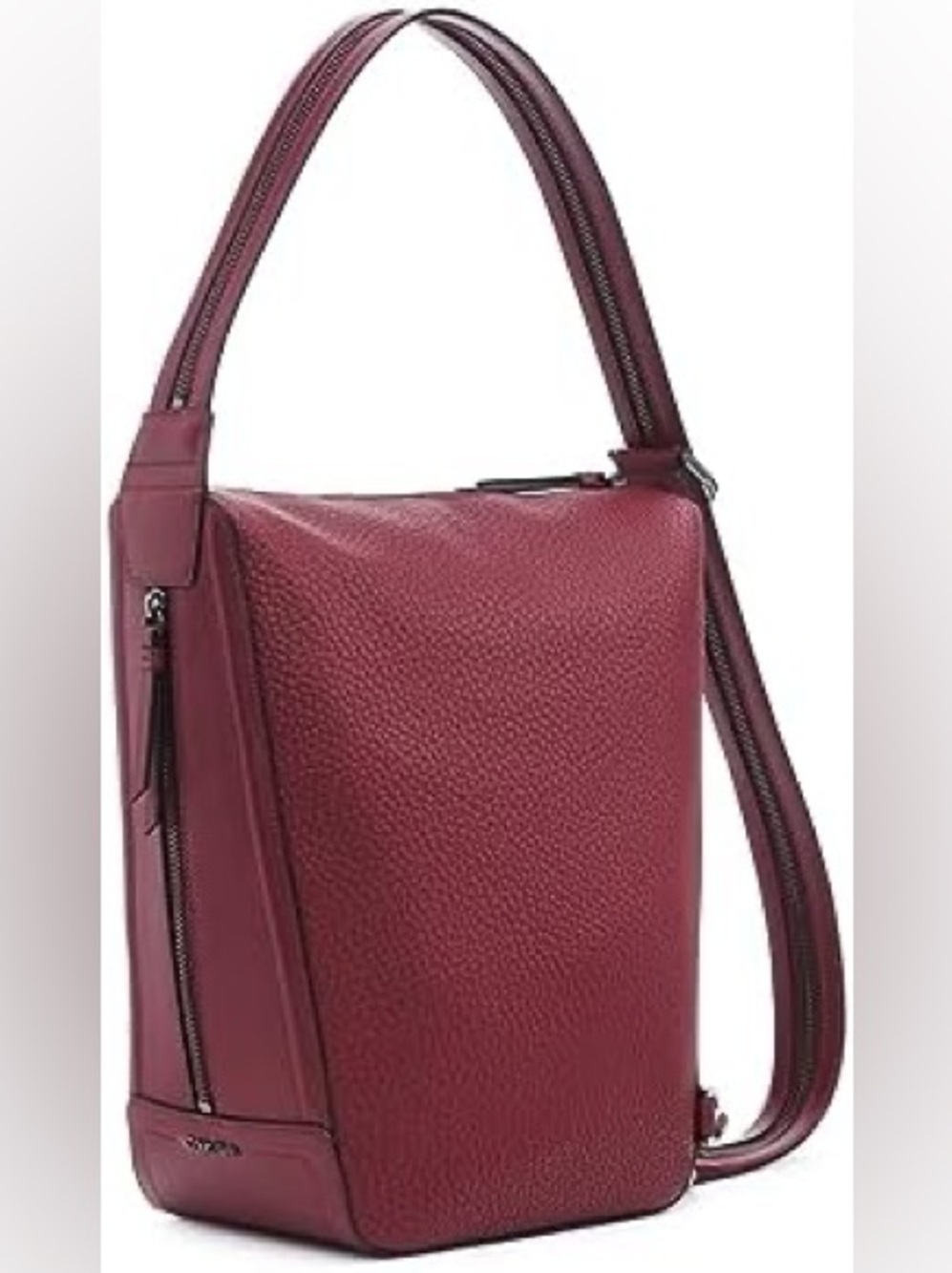 Calvin Klein Red Deep Rouge Vegan Leather Convertible Sling Backpack - Like New